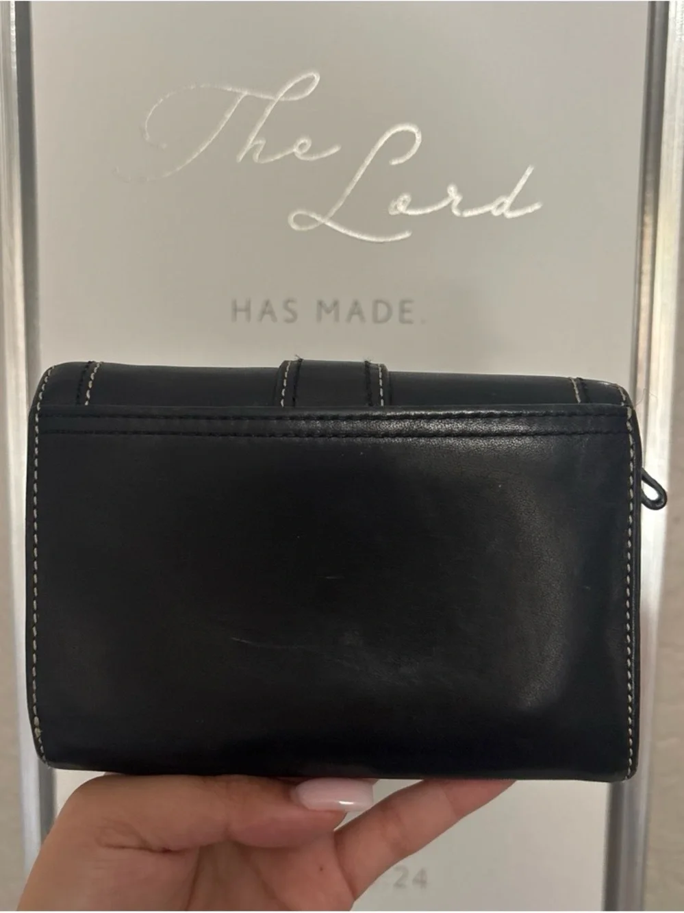 Coach Black Leather Wallet with Silver Buckle